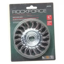 Кордщетка для УШМ дисковая 100мм витая сталь в блистере ROCKFORCE RF-BWF104