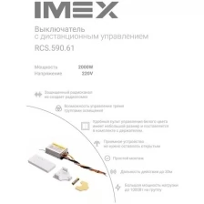 Выключатель настенный с пультом ДУ RF-Мини 2*1000Вт RCS.590.61