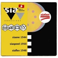 Круг шлифовальный на липучке siaone 1944 (50 шт; 125 мм; 8 отверстий; P100) sia Abrasives so50-125-8-100