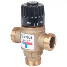 STOUT SVM-0120-164320 STOUT Термостатический смесительный клапан для систем отопления и ГВС 3/4" НР 20-43°С KV 1,6